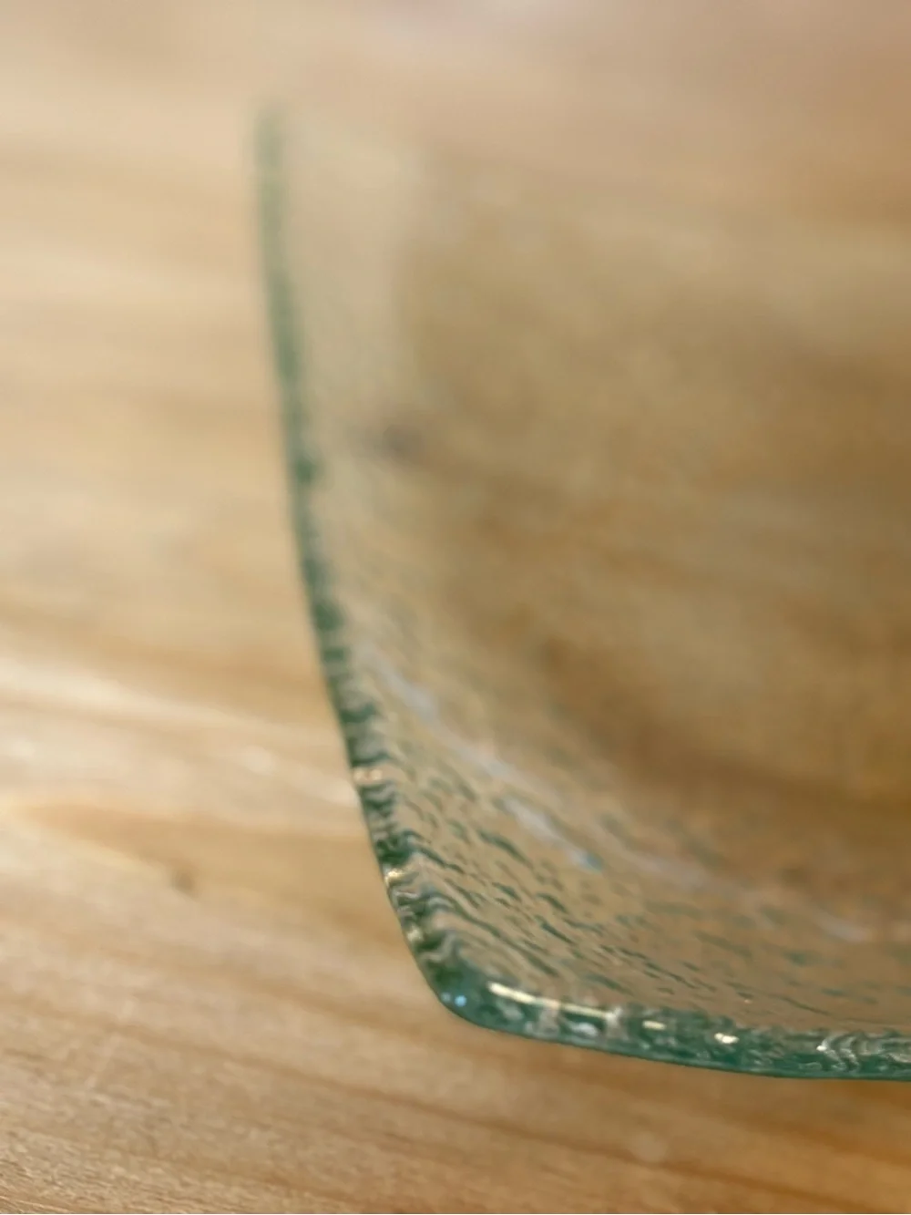 Clear Textured Glass Table Platter - Rectangular